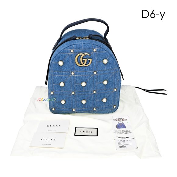 Gucci Gg Marmont Matelassé Denim Pearl Backpack main image 5